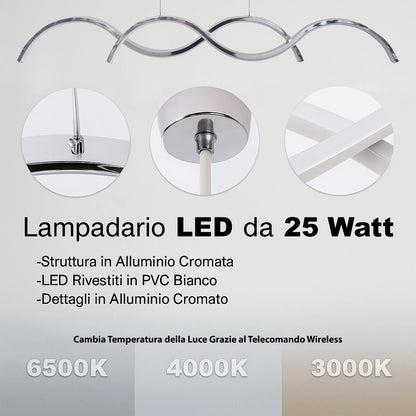 Lampadario LED sospensione 25W design moderno intrecciato dimmer