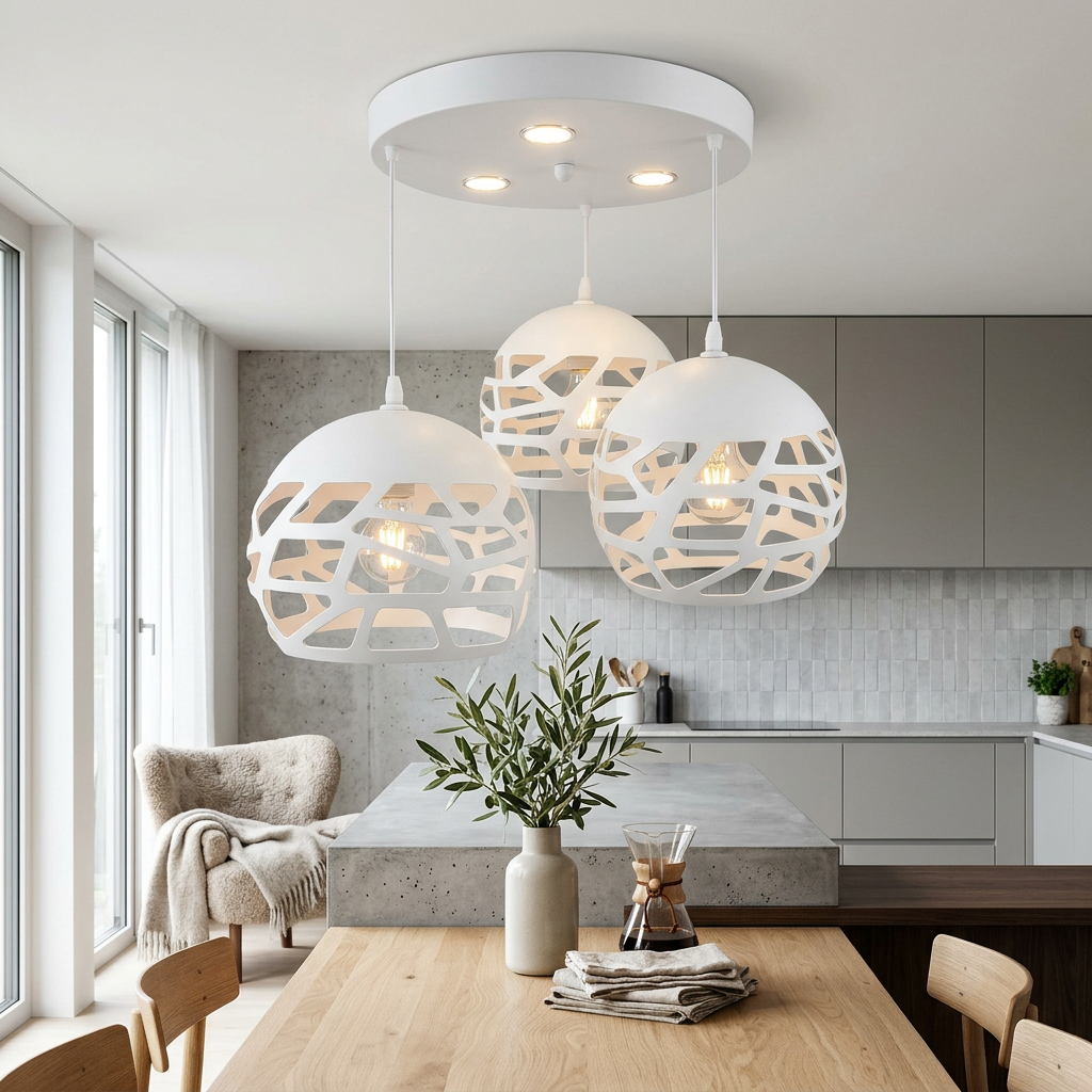 Lampadario moderno 3 globi traforato E27 con LED incluso