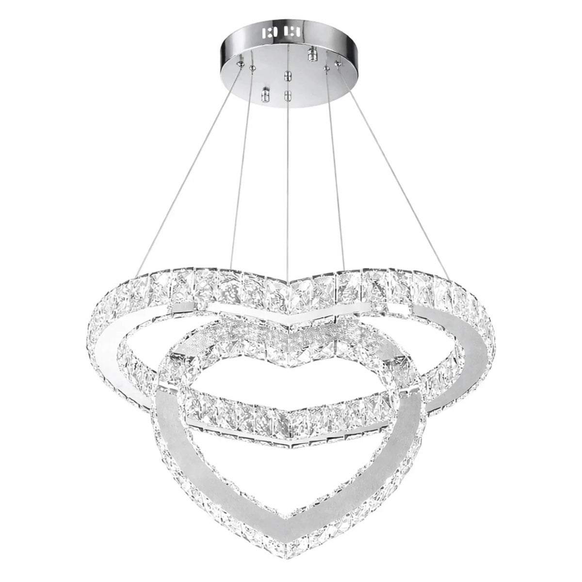 Lampadario Moderno LED a Sospensione Cuore in Cristallo