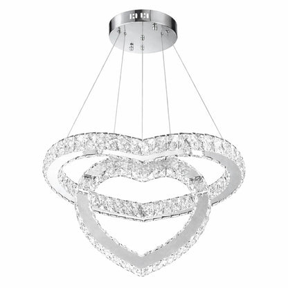 Lampadario Moderno LED a Sospensione Cuore in Cristallo