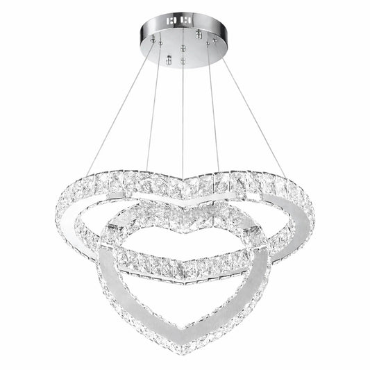 Lampadario Moderno LED a Sospensione Cuore in Cristallo