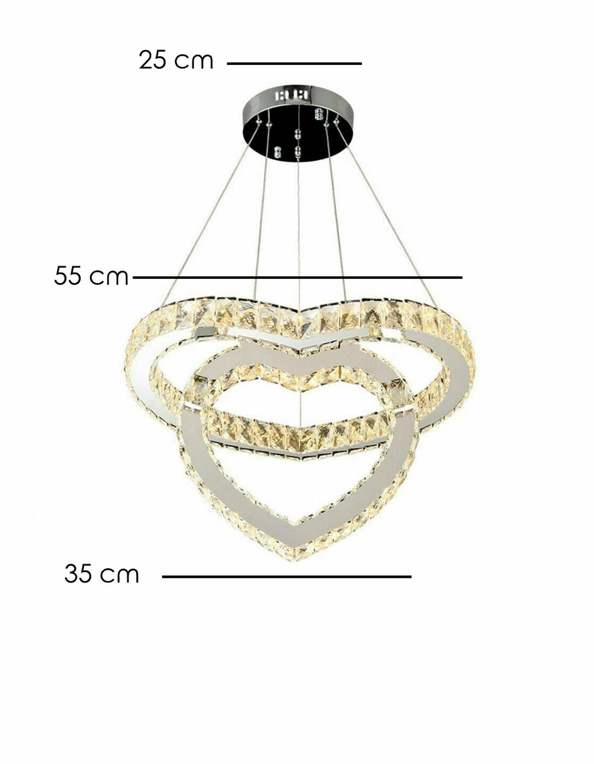 Lampadario Moderno LED a Sospensione Cuore in Cristallo