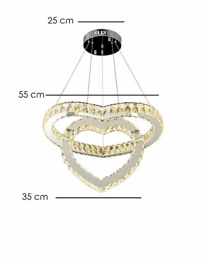 Lampadario Moderno LED a Sospensione Cuore in Cristallo