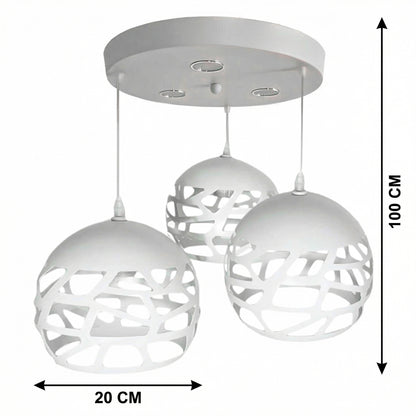 Lampadario moderno 3 globi traforato E27 con LED incluso