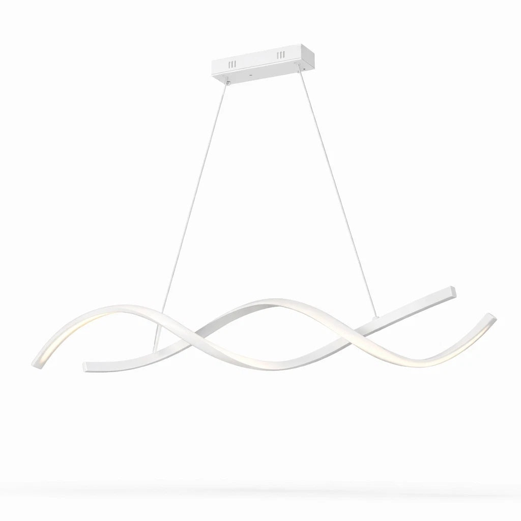 Lampadario LED a Sospensione Design Intreccio Bianco e Argento Cambio Temperatura 48W