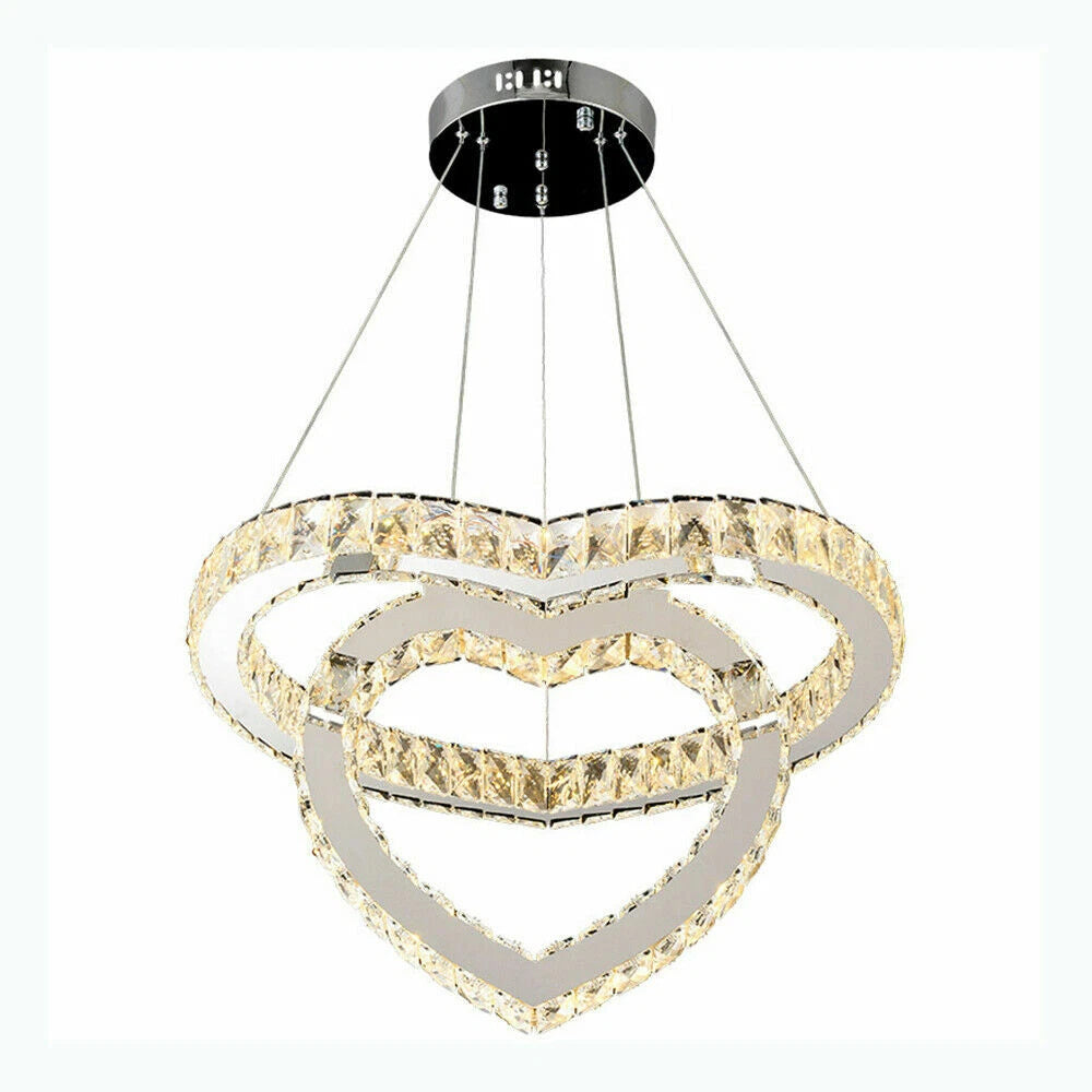 Lampadario Moderno LED a Sospensione Cuore in Cristallo