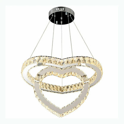 Lampadario Moderno LED a Sospensione Cuore in Cristallo