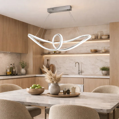 Lampadario LED Moderno Cromato a Sospensione, Altezza Regolabile, 60W, 4800 Lumen