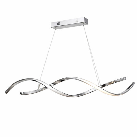 Lampadario LED a Sospensione Cromato, Altezza Regolabile, 28W