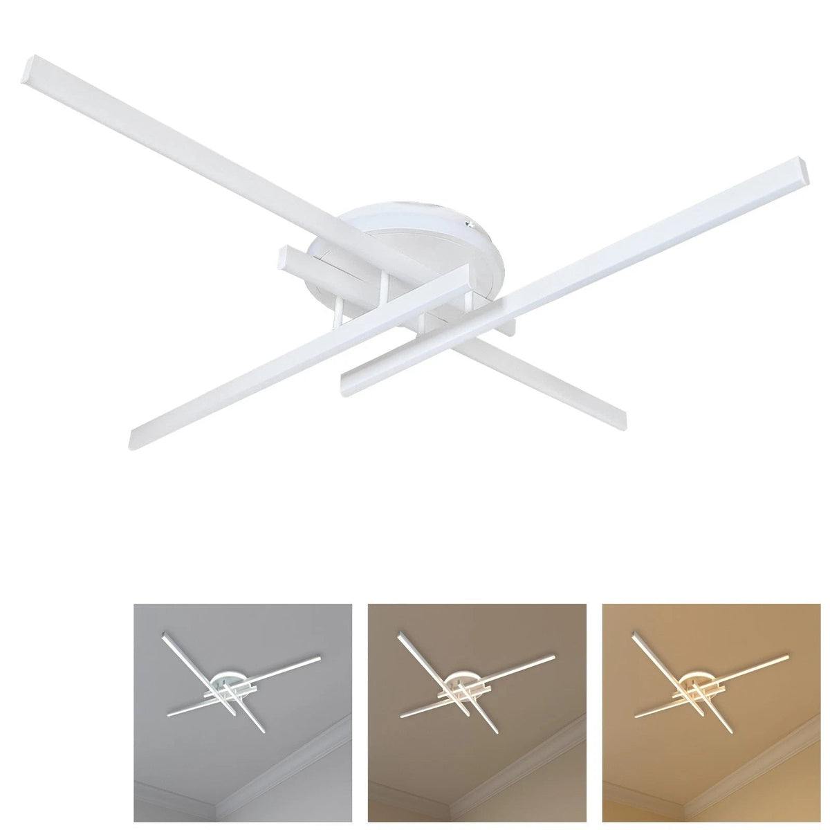 Lampadario LED 48 W a Croce Dimmerabile 3 CCT – Bianco/Nero
