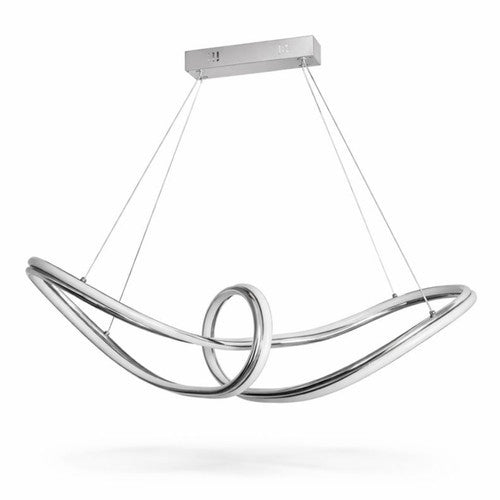 Lampadario LED Moderno Cromato a Sospensione, Altezza Regolabile, 60W, 4800 Lumen