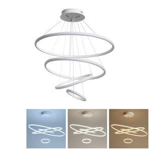 Lampadario LED moderno 120W con 4 cerchi regolabili