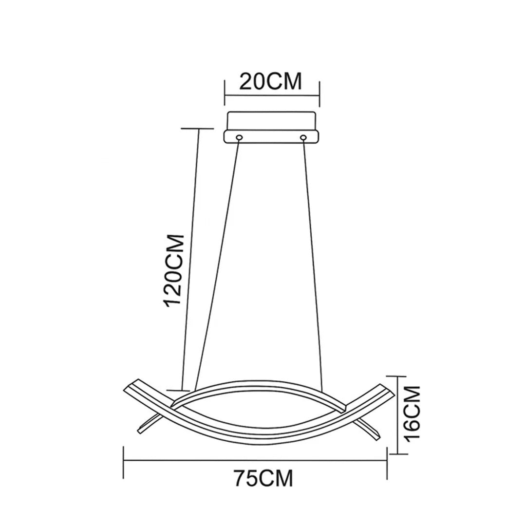 Lampadario LED a Sospensione Onda Bianca 42W CCT Switch