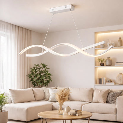 Lampadario LED a Sospensione Design Intreccio Bianco e Argento Cambio Temperatura 48W