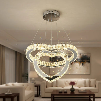Lampadario Moderno LED a Sospensione Cuore in Cristallo