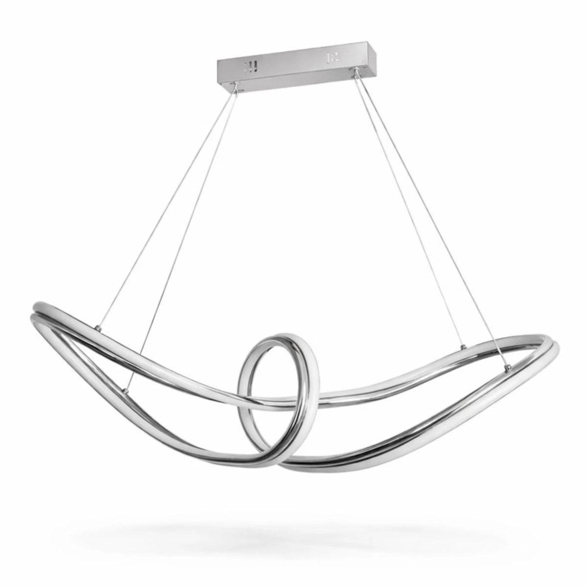 Lampadario LED Moderno Cromato a Sospensione, Altezza Regolabile, 60W, 4800 Lumen