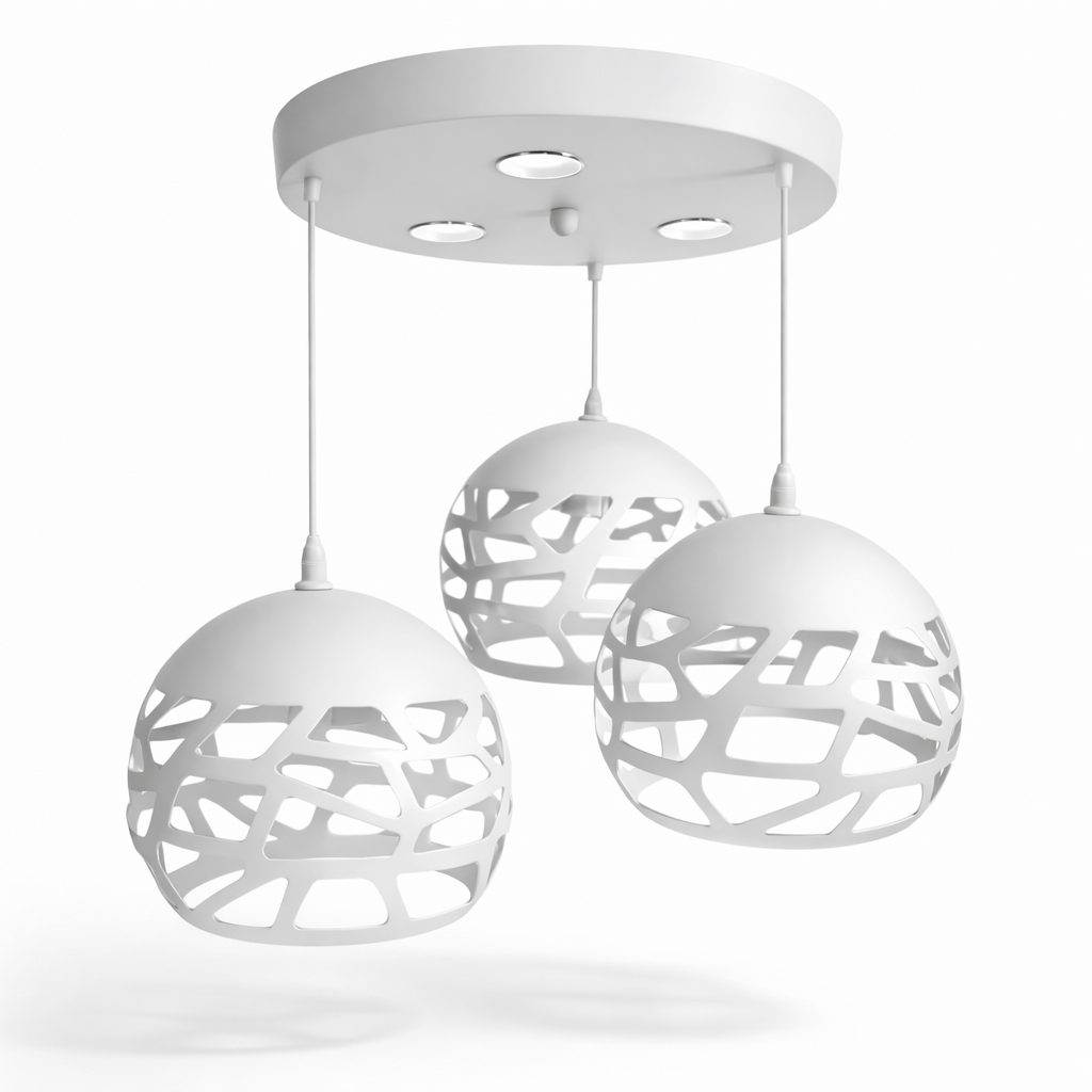 Lampadario moderno 3 globi traforato E27 con LED incluso