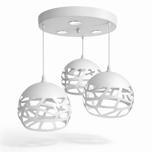 Lampadario moderno 3 globi traforato E27 con LED incluso