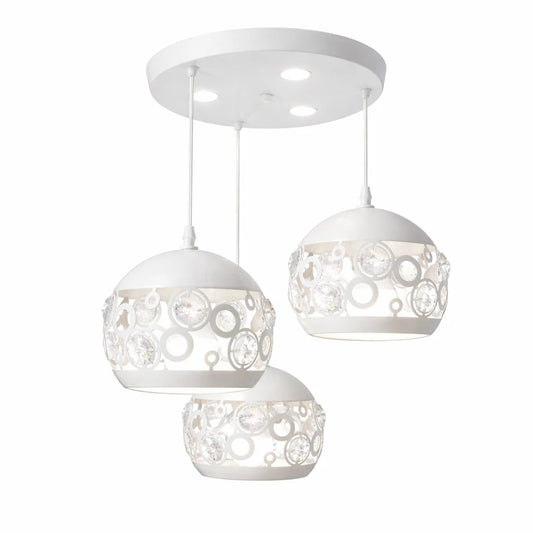 Lampadario a Sospensione Moderno 3 Globi Cristallo Stile Arabesque