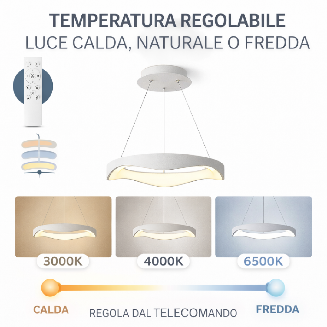 Lampadario LED a Sospensione Moderno 38W 3040 Lumen Ø50 cm con Telecomando