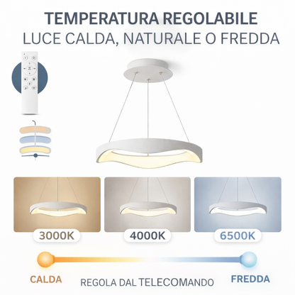 Lampadario LED a Sospensione Moderno 38W 3040 Lumen Ø50 cm con Telecomando