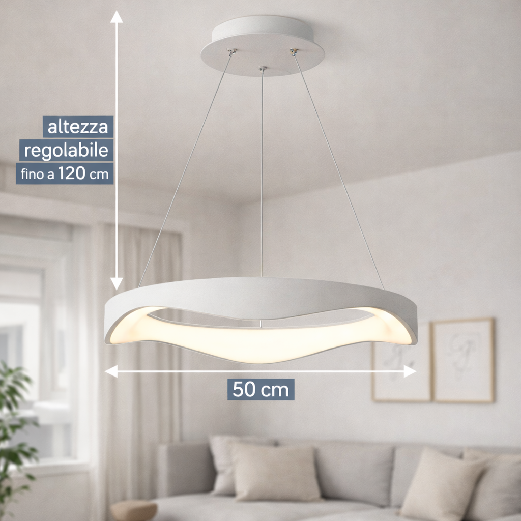 Lampadario LED a Sospensione Moderno 38W 3040 Lumen Ø50 cm con Telecomando
