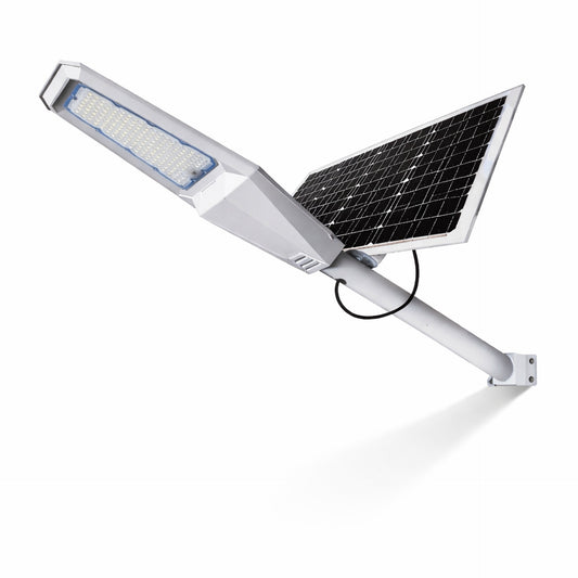 Lampione Solare LED con Palo 12H Autonomia Sensore Crepuscolare Telecomando