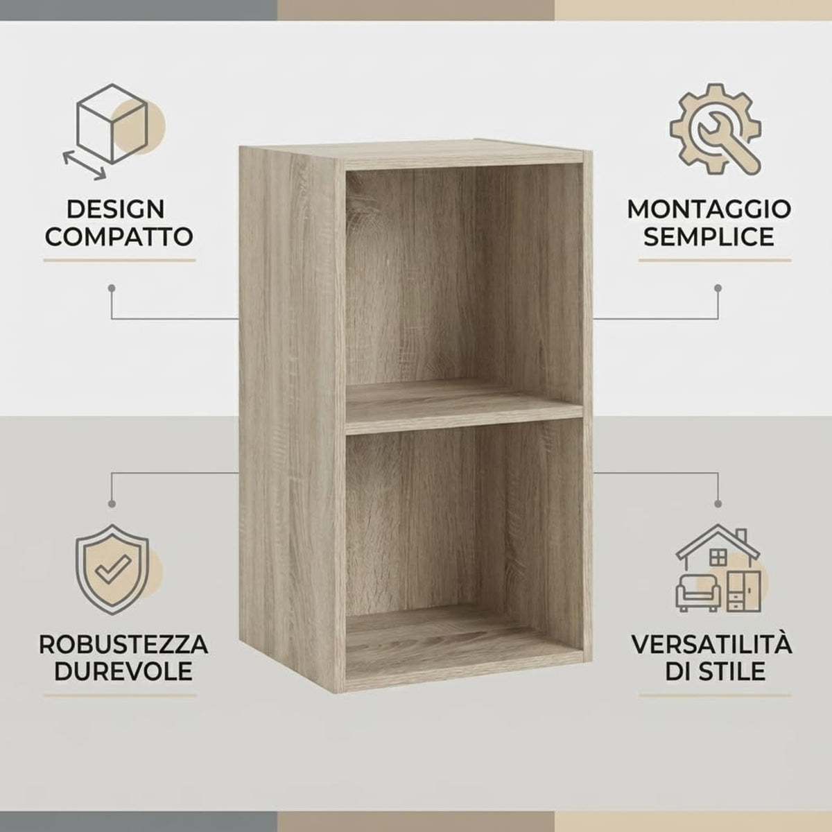 Libreria da Terra in Legno Verticale Salvaspazio con Ripiani