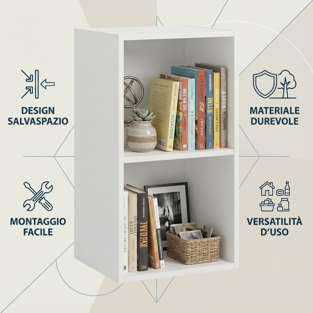 Libreria da Terra in Legno Verticale Salvaspazio con Ripiani