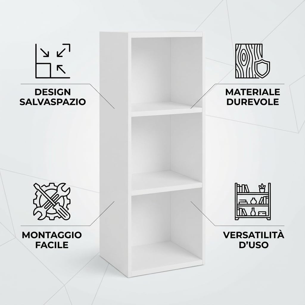 Libreria da Terra in Legno Verticale Salvaspazio con Ripiani