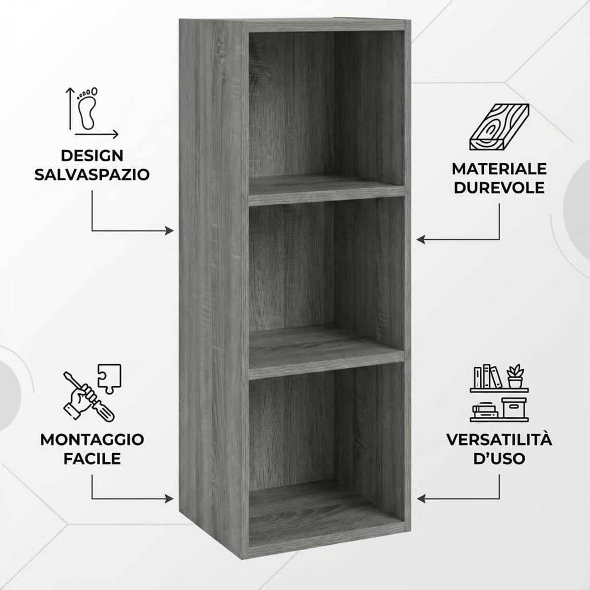 Libreria da Terra in Legno Verticale Salvaspazio con Ripiani