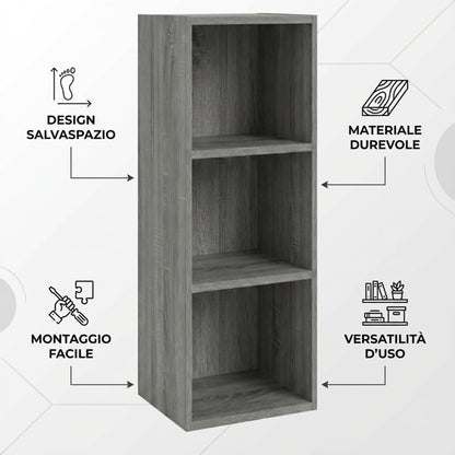 Libreria da Terra in Legno Verticale Salvaspazio con Ripiani