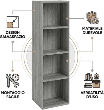 Libreria da Terra in Legno Verticale Salvaspazio con Ripiani