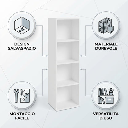 Libreria da Terra in Legno Verticale Salvaspazio con Ripiani
