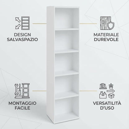 Libreria da Terra in Legno Verticale Salvaspazio con Ripiani