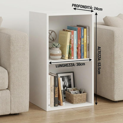 Libreria da Terra in Legno Verticale Salvaspazio con Ripiani