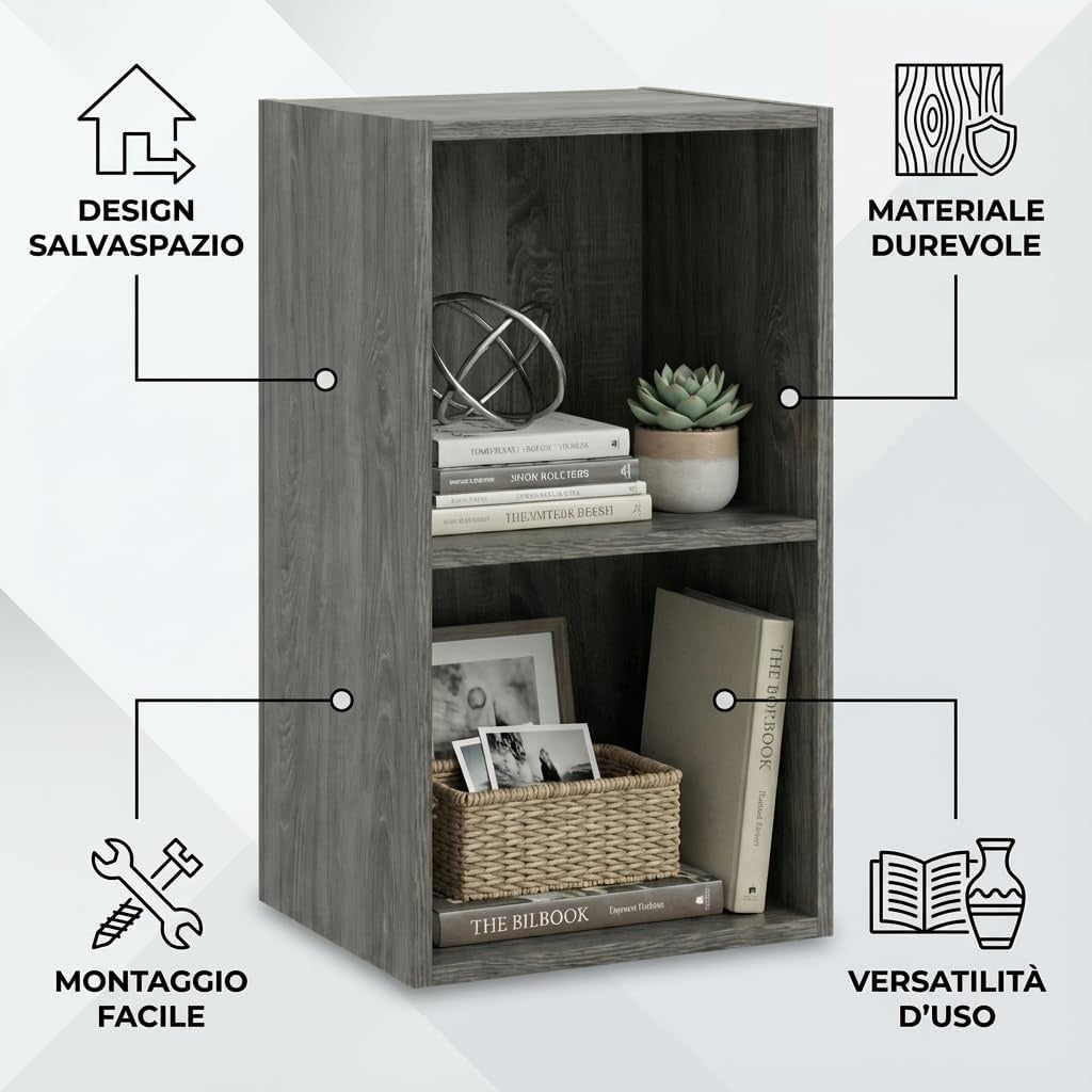 Libreria da Terra in Legno Verticale Salvaspazio con Ripiani