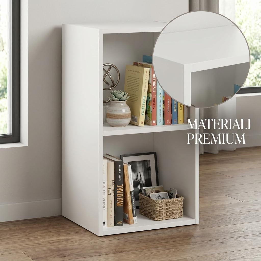 Libreria da Terra in Legno Verticale Salvaspazio con Ripiani