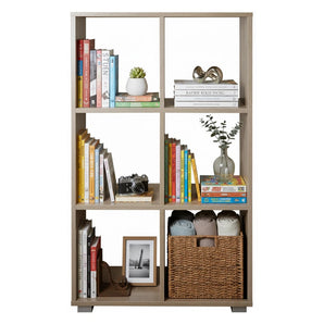 Socrate Wooden Bookcase with 6 Shelves