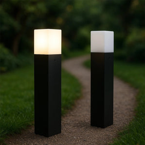 Set 2 Luci da Giardino a Colonna E27 IP65 in Alluminio Nero