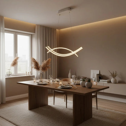 Lampadario LED a Sospensione Onda Bianca 42W CCT Switch