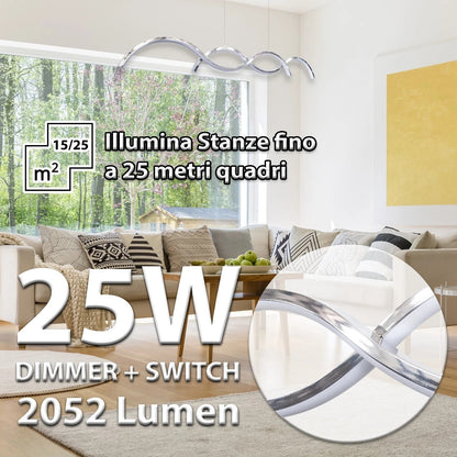 Lampadario LED sospensione 25W design moderno intrecciato dimmer