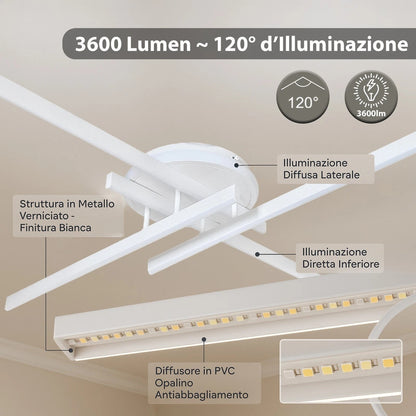 Lampadario LED 48 W a Croce Dimmerabile 3 CCT – Bianco/Nero