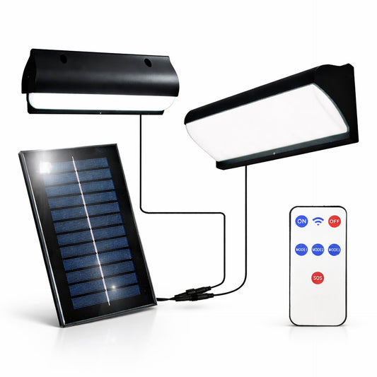 Luce Solare LED Esterno IP65 con Telecomando - 2 Lampade Fotovoltaiche