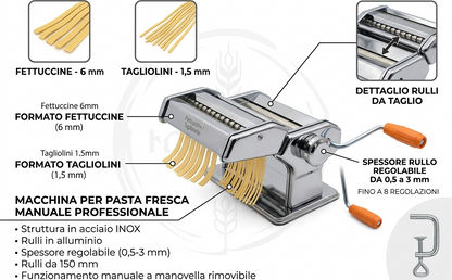 Macchina Manuale per Pasta Fresca in Acciaio Inox