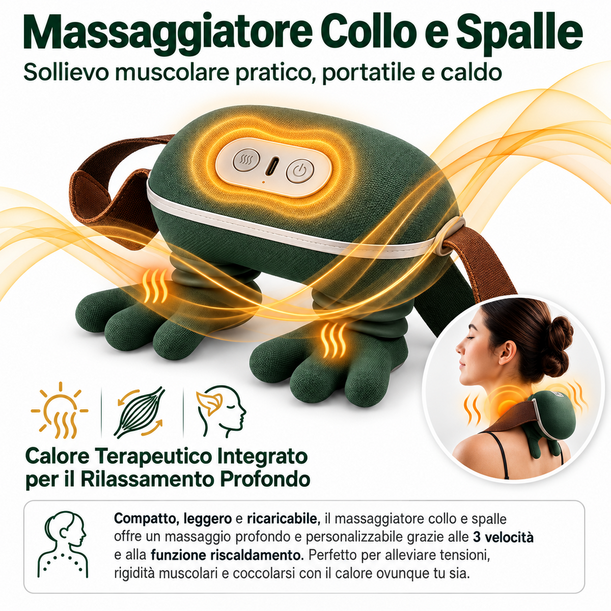 Massaggiatore collo e spalle con funzione riscaldamento