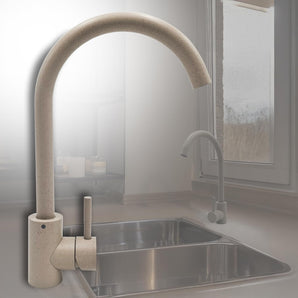 Rubinetto cucina beige girevole 360° in acciaio inox, canna alta