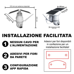 Telecamera Solare da Esterno 2K WiFi/4G, IP66, Visione Notturna