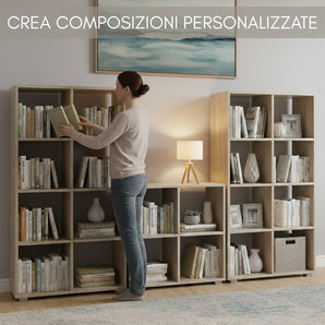 Socrate Wooden Bookcase with 6 Shelves