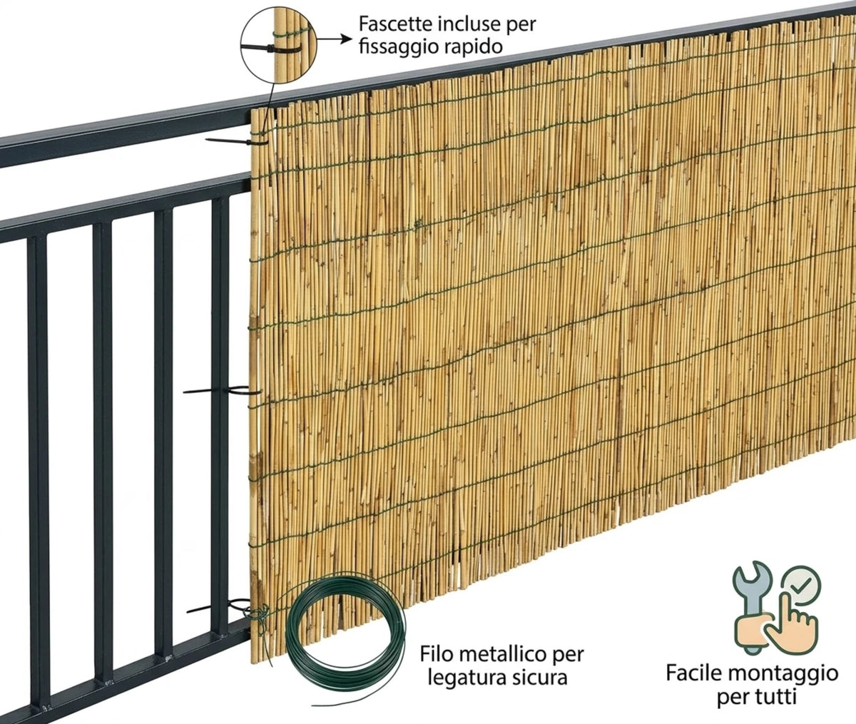 Arella Bambù Pelato Privacy Balcone Giardino